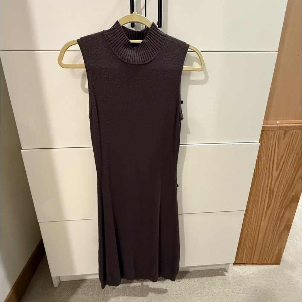 M. Rena Brown Ribbed Sheath Midi Dress
